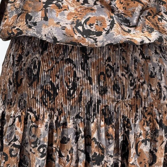 2/$18 SALE! Smocked Satin Dress Size Small Abstract Modest Artsy USA‎ Vintage - Picture 7 of 9